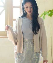 【編み込みリボン】ドルマンスリーブニットカーディガンsdpxyf2863 ベージュ