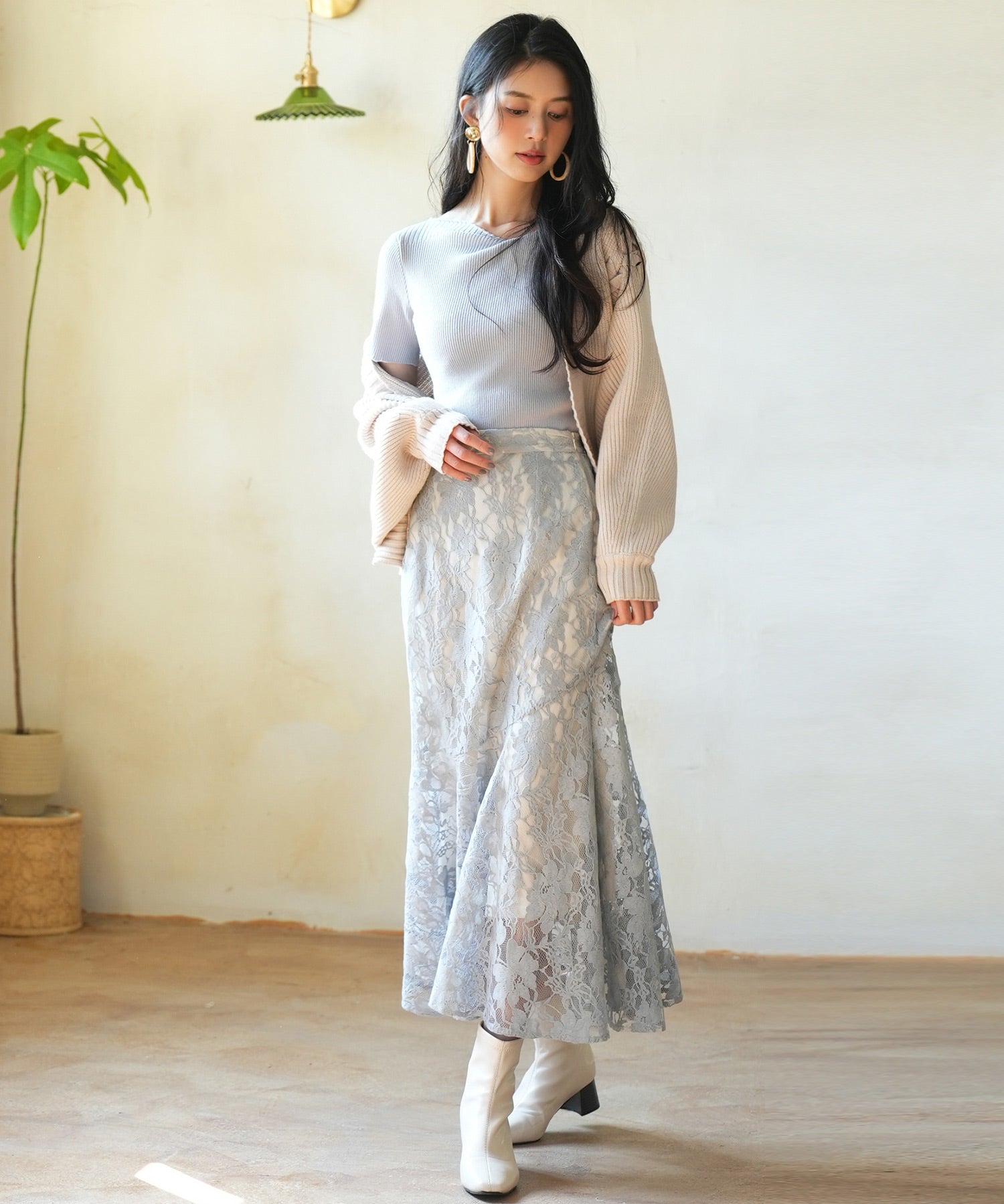 【編み込みリボン】ドルマンスリーブニットカーディガンsdpxyf2863 ベージュ