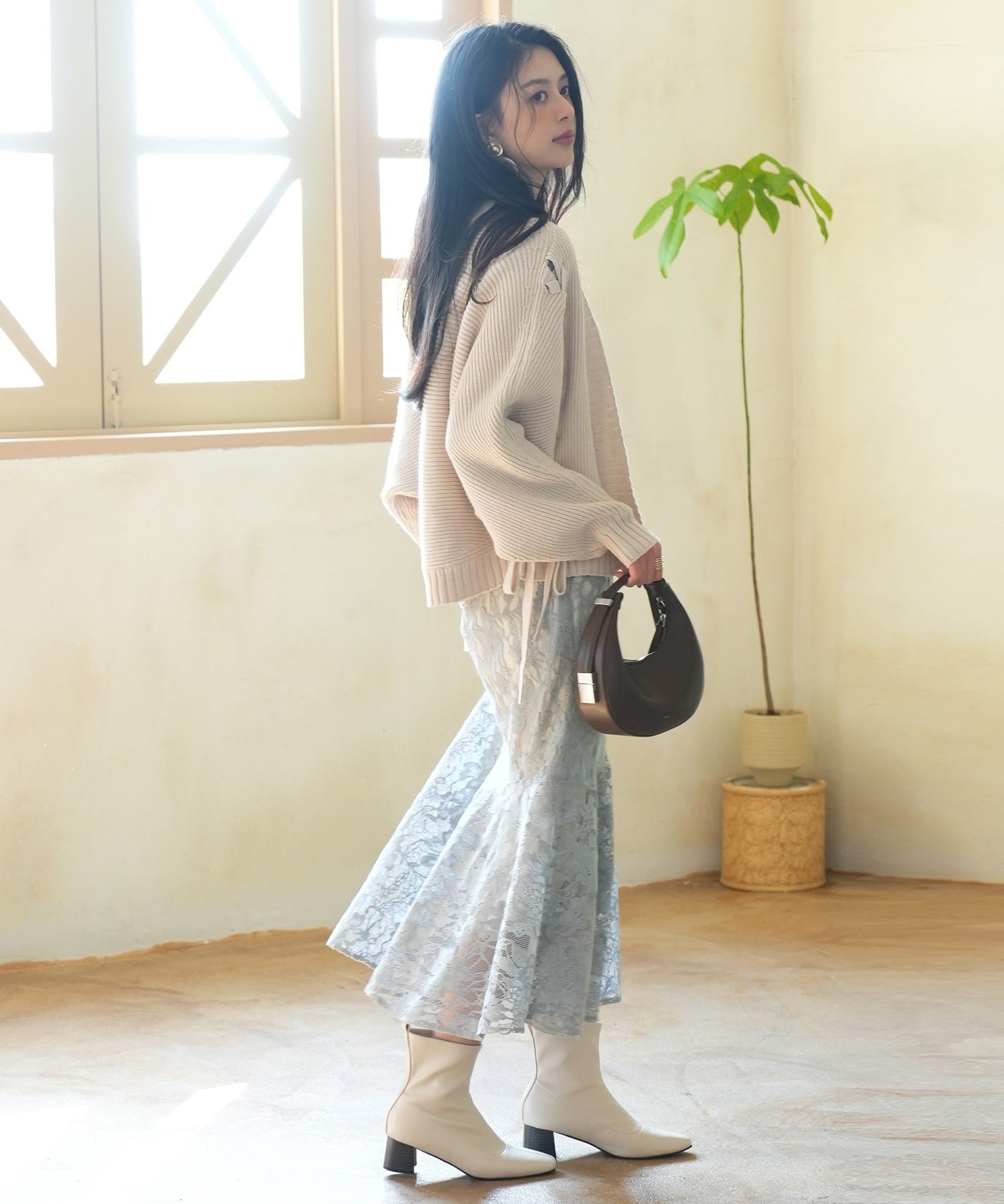 【編み込みリボン】ドルマンスリーブニットカーディガンsdpxyf2863 ベージュ