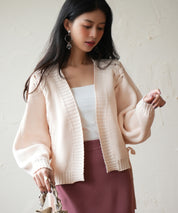 【編み込みリボン】ドルマンスリーブニットカーディガンsdpxyf2863-103-174