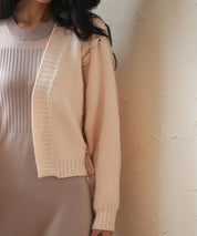【編み込みリボン】ドルマンスリーブニットカーディガンsdpxyf2863 ピンクベージュ