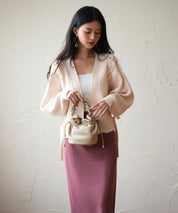 【編み込みリボン】ドルマンスリーブニットカーディガンsdpxyf2863 ピンクベージュ