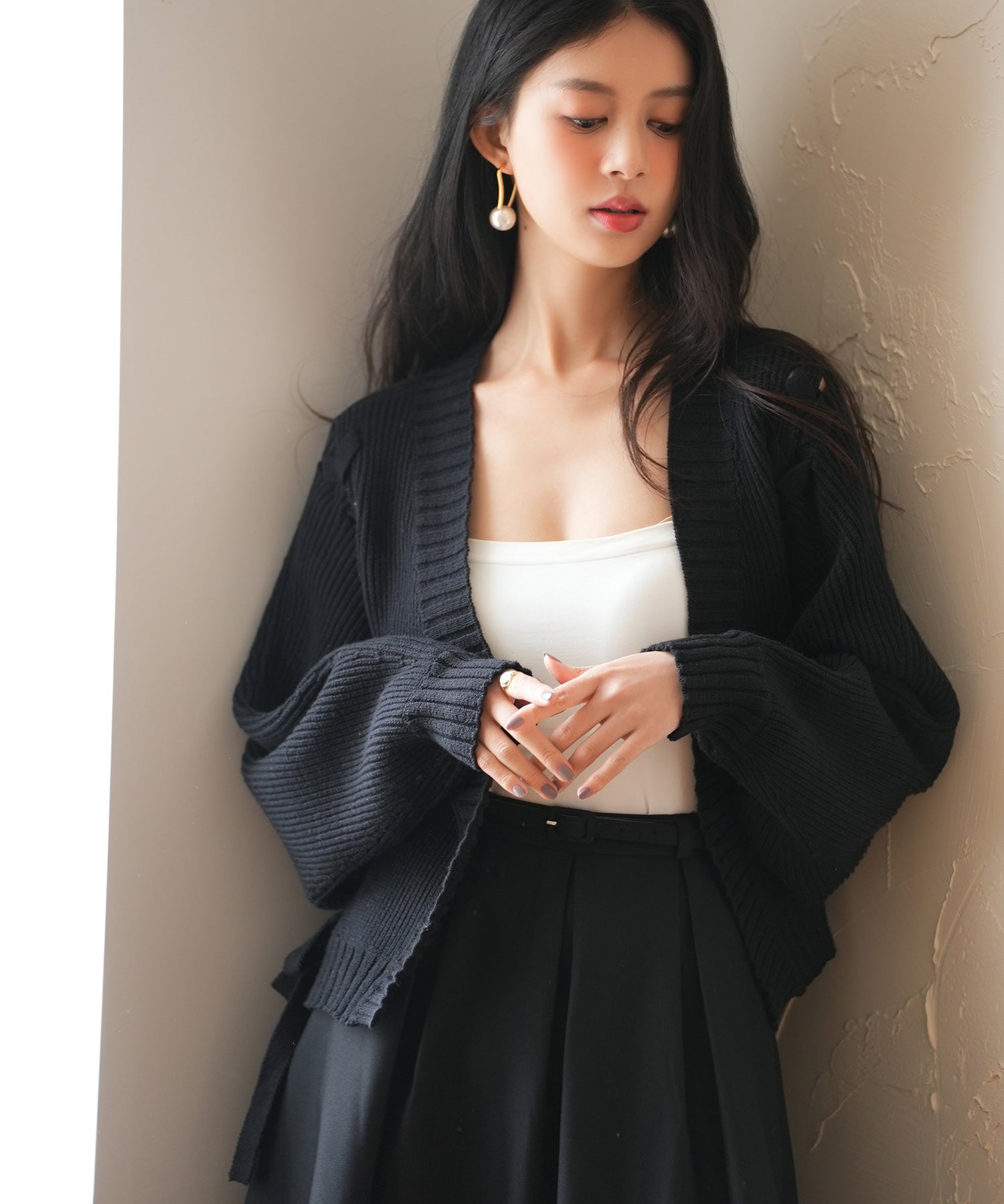 【編み込みリボン】ドルマンスリーブニットカーディガンsdpxyf2863-103-8