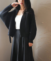 【編み込みリボン】ドルマンスリーブニットカーディガンsdpxyf2863 ブラック