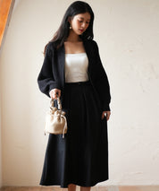 【編み込みリボン】ドルマンスリーブニットカーディガンsdpxyf2863 ブラック