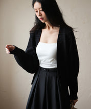 【編み込みリボン】ドルマンスリーブニットカーディガンsdpxyf2863 ブラック