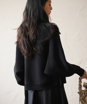 【編み込みリボン】ドルマンスリーブニットカーディガンsdpxyf2863 ブラック