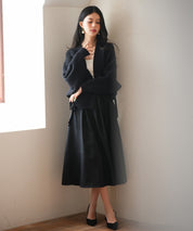 【編み込みリボン】ドルマンスリーブニットカーディガンsdpxyf2863 ブラック