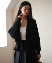 【編み込みリボン】ドルマンスリーブニットカーディガンsdpxyf2863 ブラック