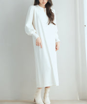 シャツ襟マトンスリーブミモレ丈ワンピースsdpxyf3269-103-38