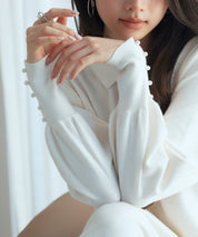 シャツ襟マトンスリーブミモレ丈ワンピースsdpxyf3269 アイボリー