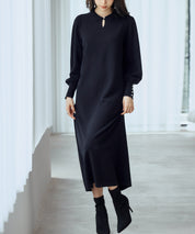 シャツ襟マトンスリーブミモレ丈ワンピースsdpxyf3269-103-8