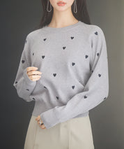 ハート刺繍ラグランスリーブニットプルオーバーsdpxyf3280-103-18