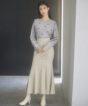 ハート刺繍ラグランスリーブニットプルオーバーsdpxyf3280 グレー