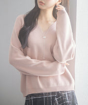 畦編み深みVネックニットプルオーバーsdpxyf3292-103-26