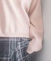 畦編み深みVネックニットプルオーバーsdpxyf3292 ピンク