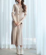 涙開き風ミモレ丈ニットワンピースsdpxyf3300 ベージュ
