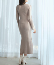 涙開き風ミモレ丈ニットワンピースsdpxyf3300 ベージュ