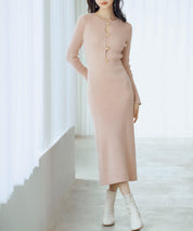 涙開き風ミモレ丈ニットワンピースsdpxyf3300 ピンク