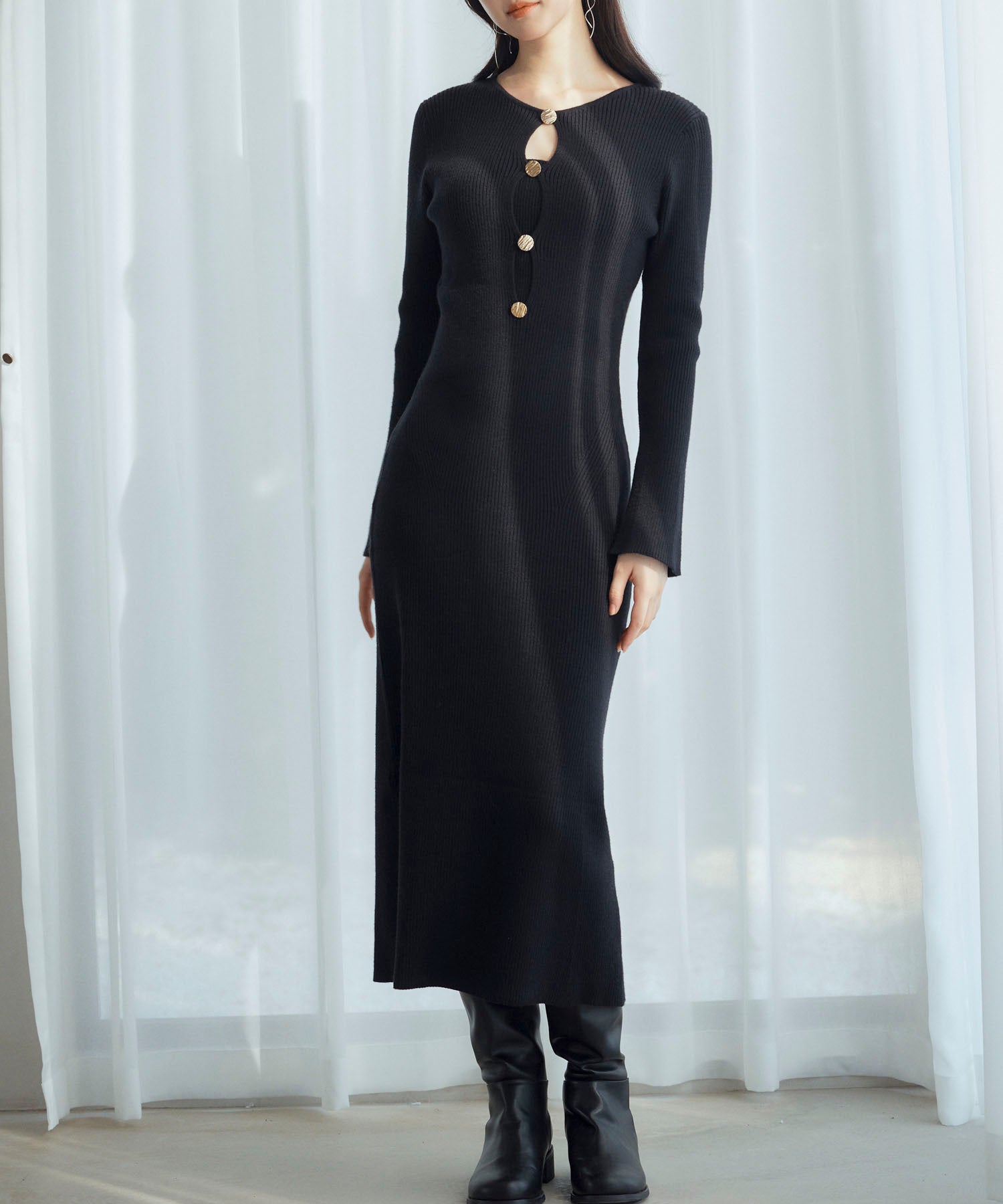 涙開き風ミモレ丈ニットワンピースsdpxyf3300-103-8