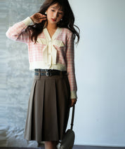 フロントリボンギンガムチェックニットプルオーバーsdpxyf5005 ピンク