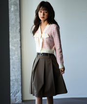 フロントリボンギンガムチェックニットプルオーバーsdpxyf5005 ピンク