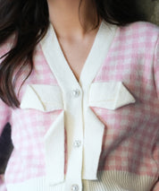 フロントリボンギンガムチェックニットプルオーバーsdpxyf5005 ピンク