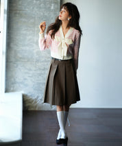 フロントリボンギンガムチェックニットプルオーバーsdpxyf5005 ピンク