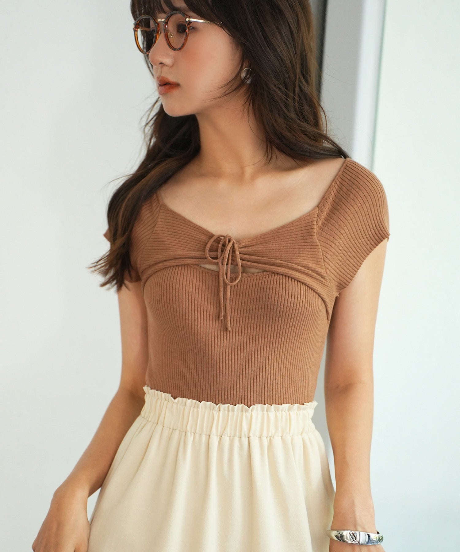 フレンチスリーブショート丈リブニットsdpxyf6001-103-17