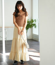 フレンチスリーブショート丈リブニットsdpxyf6001 ブラウン