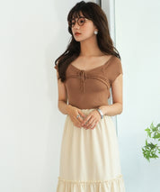 フレンチスリーブショート丈リブニットsdpxyf6001 ブラウン