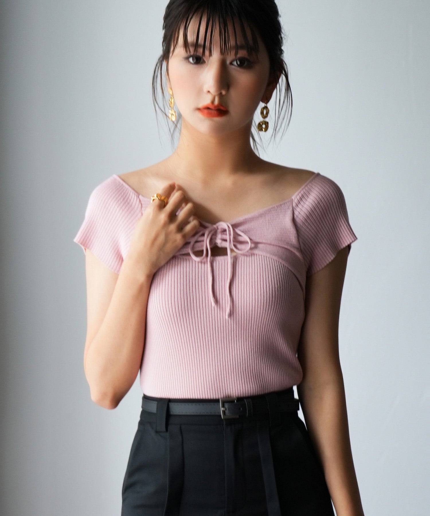 フレンチスリーブショート丈リブニットsdpxyf6001-103-26