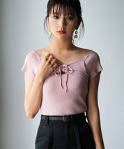 フレンチスリーブショート丈リブニットsdpxyf6001-103-26