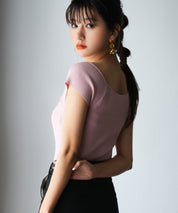 フレンチスリーブショート丈リブニットsdpxyf6001 ピンク