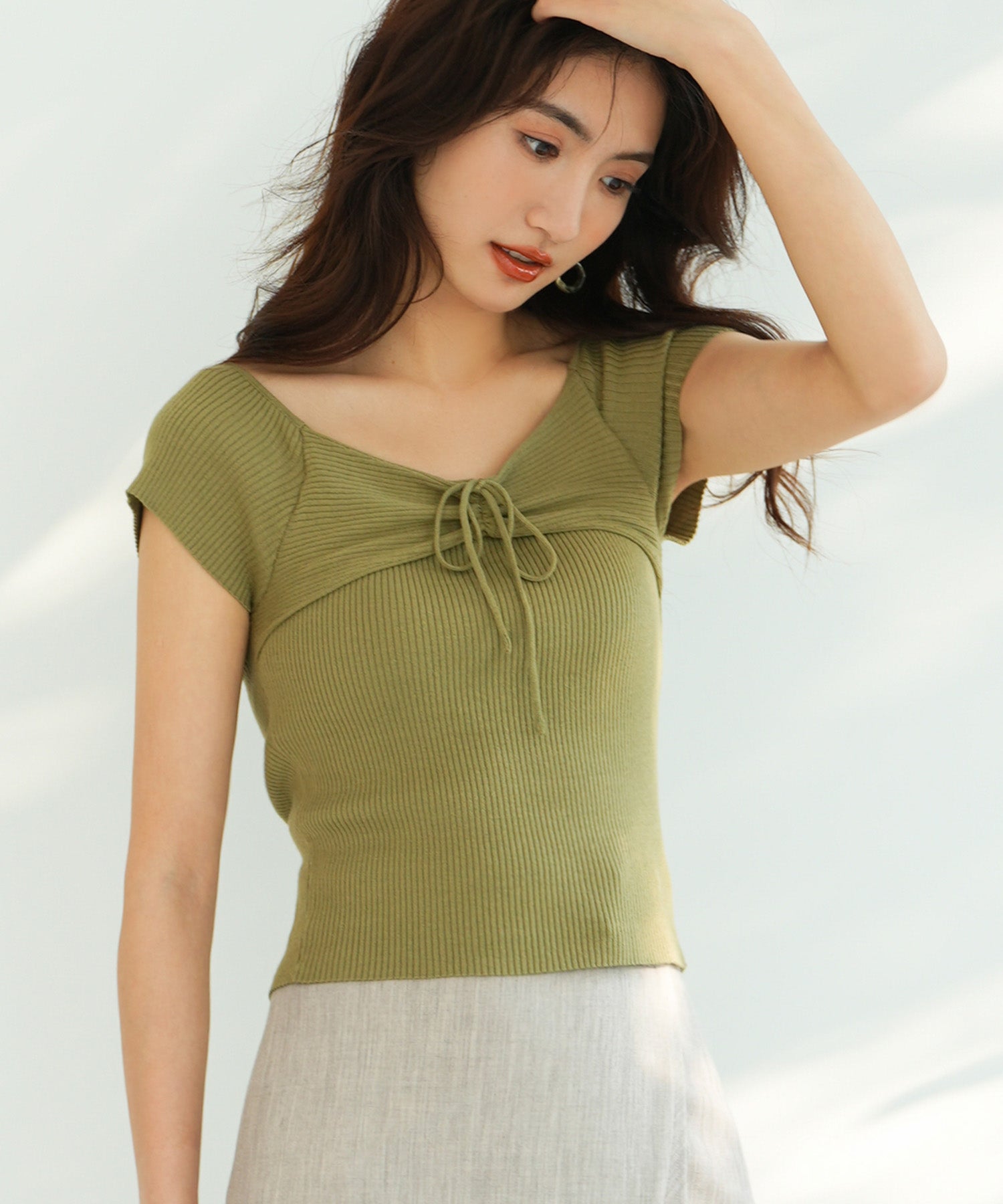 フレンチスリーブショート丈リブニットsdpxyf6001-103-35