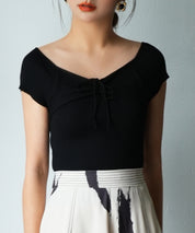 フレンチスリーブショート丈リブニットsdpxyf6001 ブラック