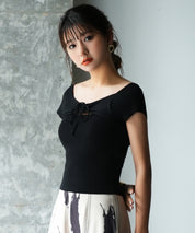 フレンチスリーブショート丈リブニットsdpxyf6001 ブラック