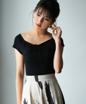 フレンチスリーブショート丈リブニットsdpxyf6001 ブラック