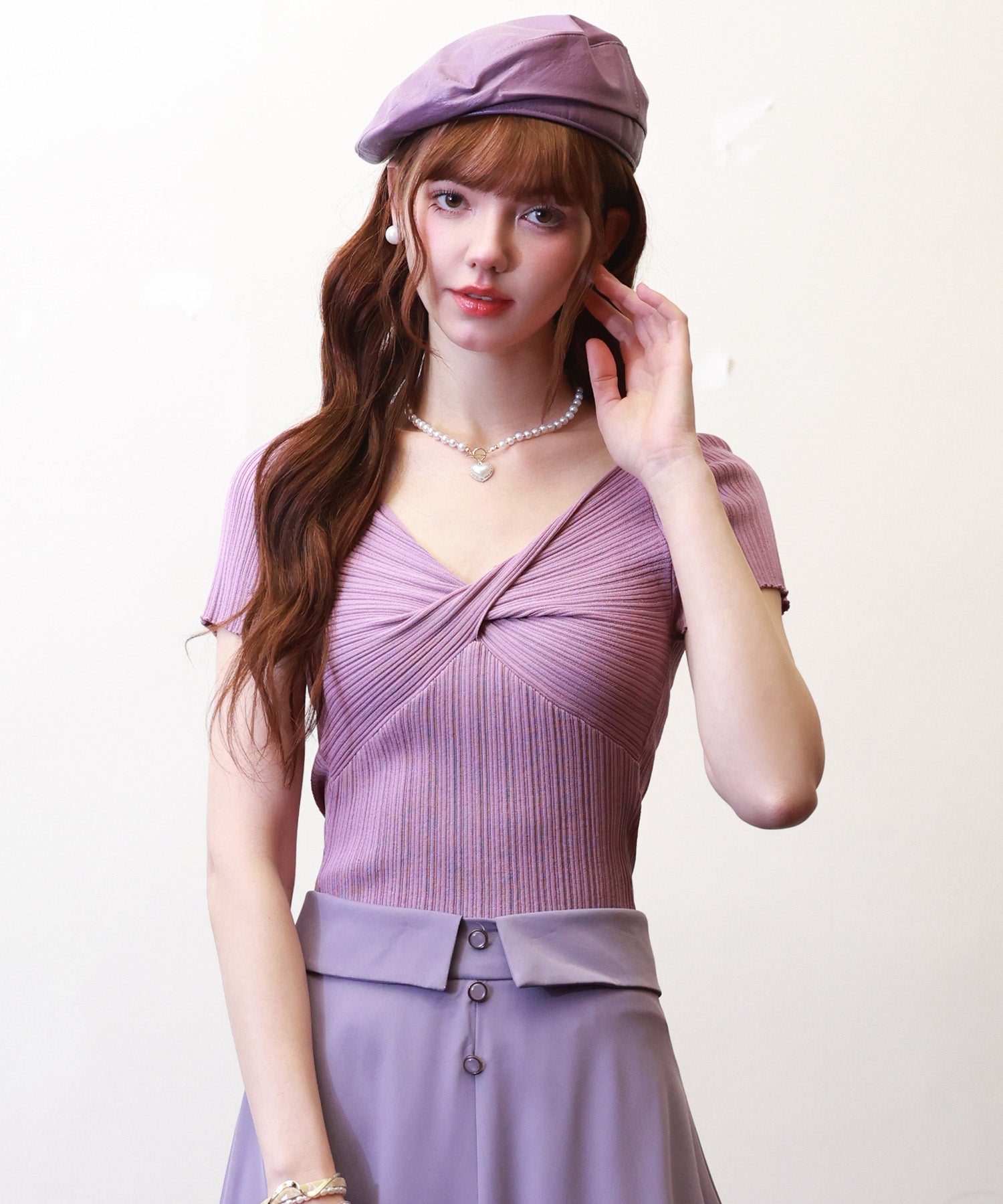 フロントツイスト接触冷感サマーニットsdpxyf6005 パープル