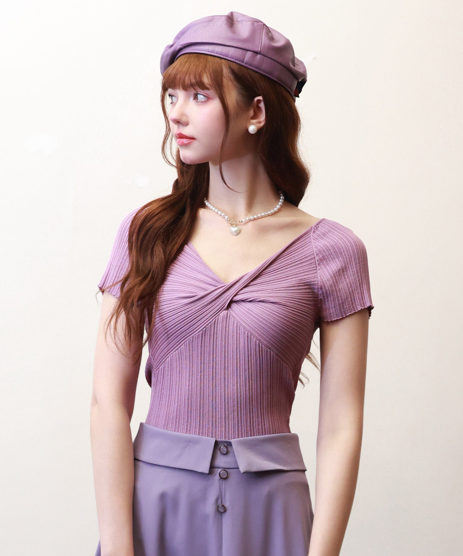 フロントツイスト接触冷感サマーニットsdpxyf6005 パープル