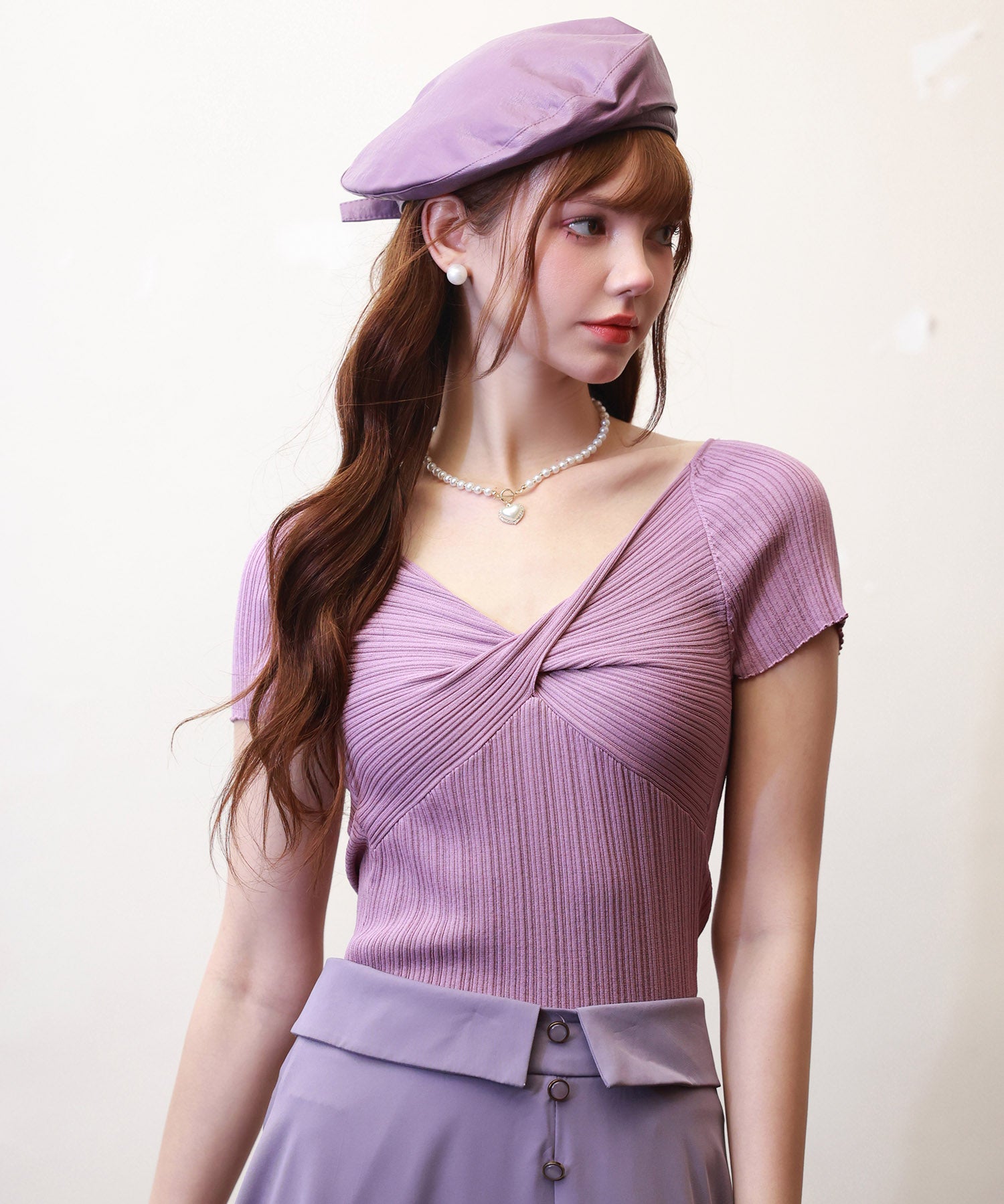 フロントツイスト接触冷感サマーニットsdpxyf6005 パープル