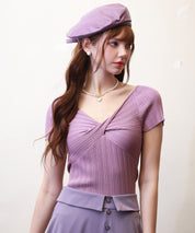 フロントツイスト接触冷感サマーニットsdpxyf6005 パープル