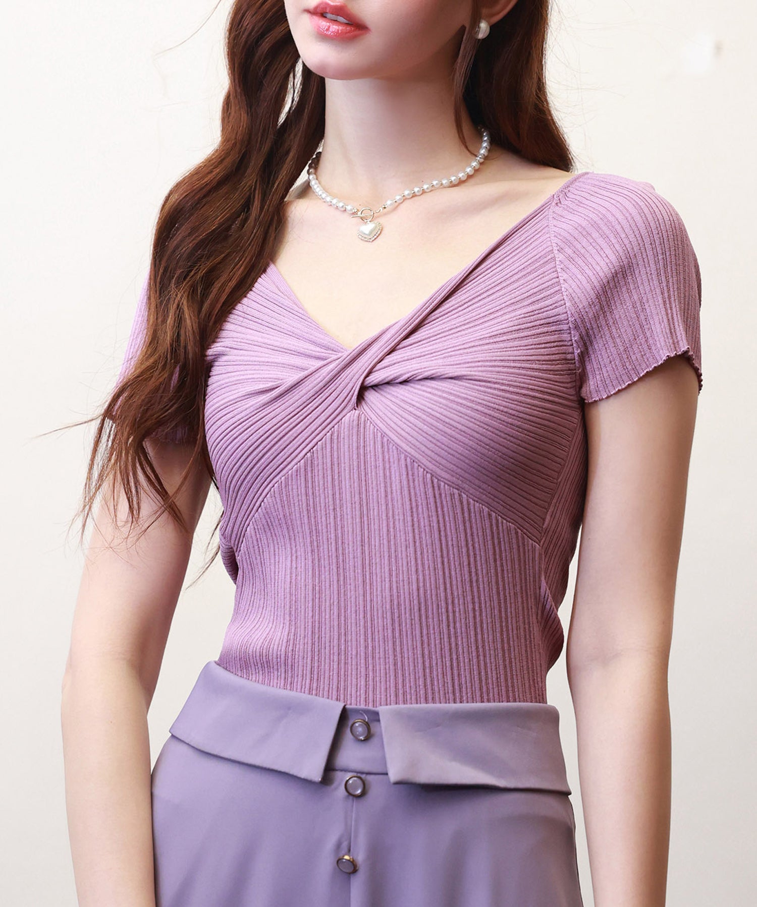 フロントツイスト接触冷感サマーニットsdpxyf6005 パープル