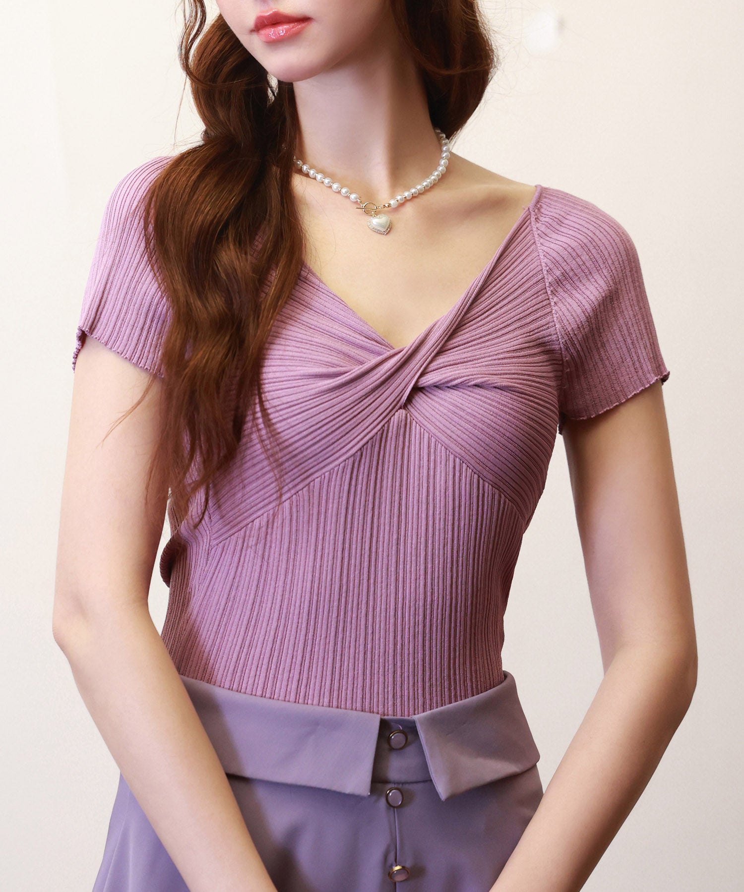 フロントツイスト接触冷感サマーニットsdpxyf6005 パープル