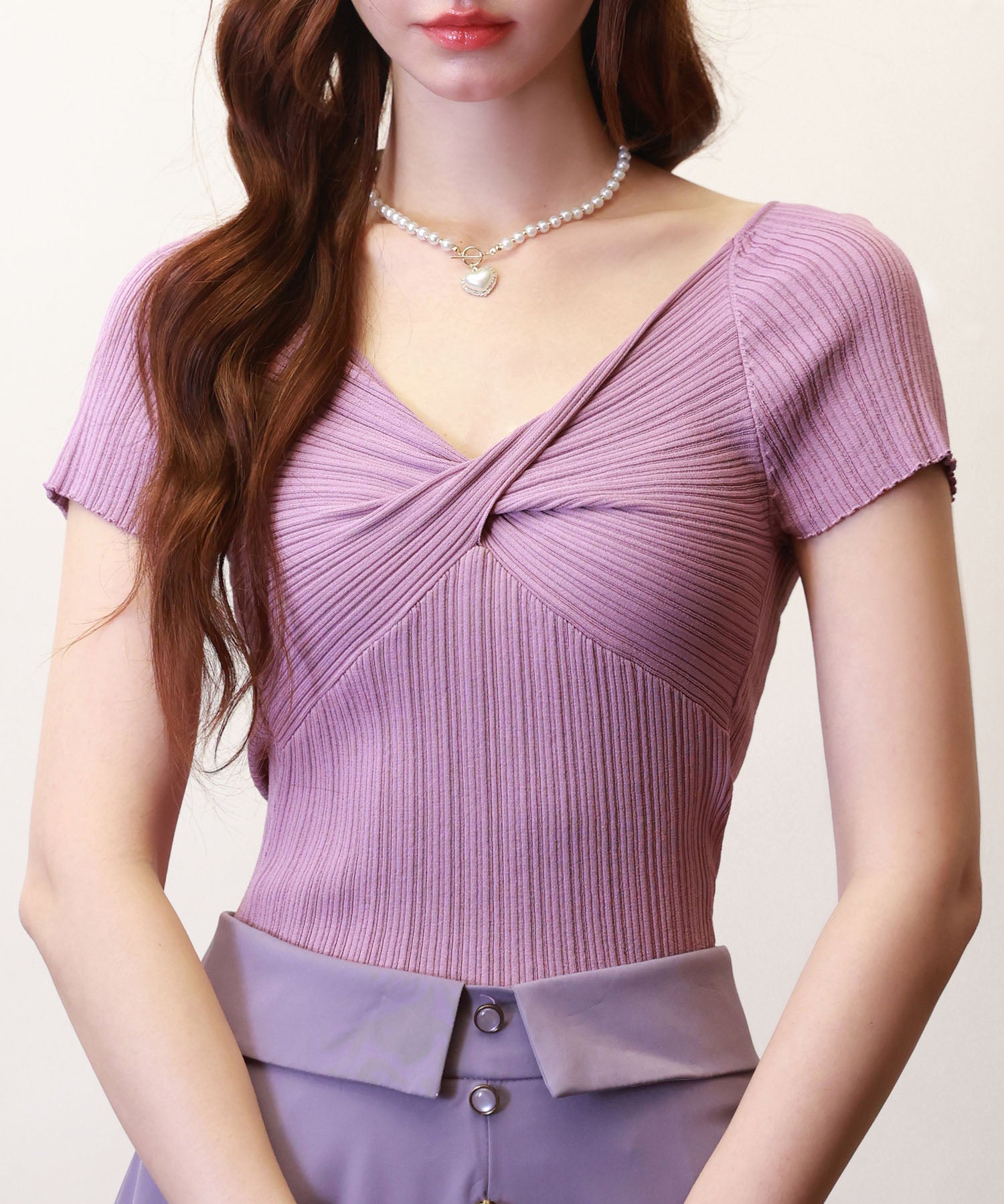 フロントツイスト接触冷感サマーニットsdpxyf6005 パープル