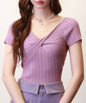 フロントツイスト接触冷感サマーニットsdpxyf6005 パープル