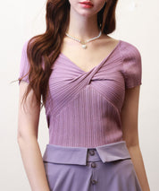 フロントツイスト接触冷感サマーニットsdpxyf6005 パープル