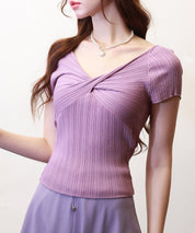 フロントツイスト接触冷感サマーニットsdpxyf6005 パープル