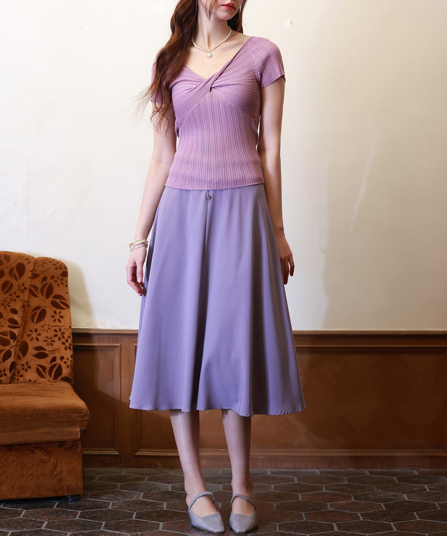 フロントツイスト接触冷感サマーニットsdpxyf6005 パープル