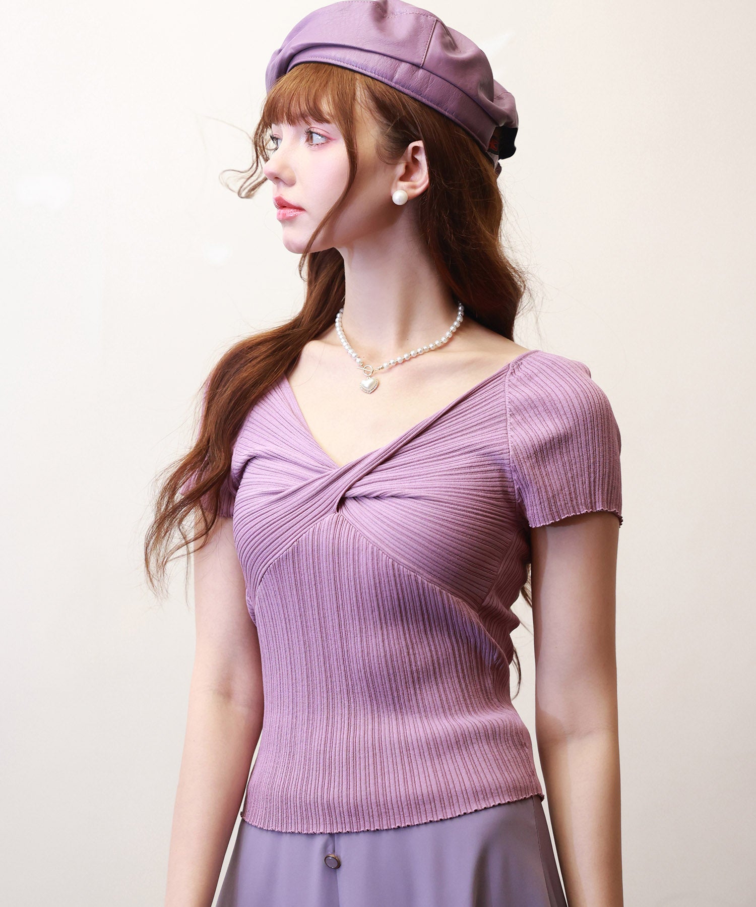 フロントツイスト接触冷感サマーニットsdpxyf6005 パープル